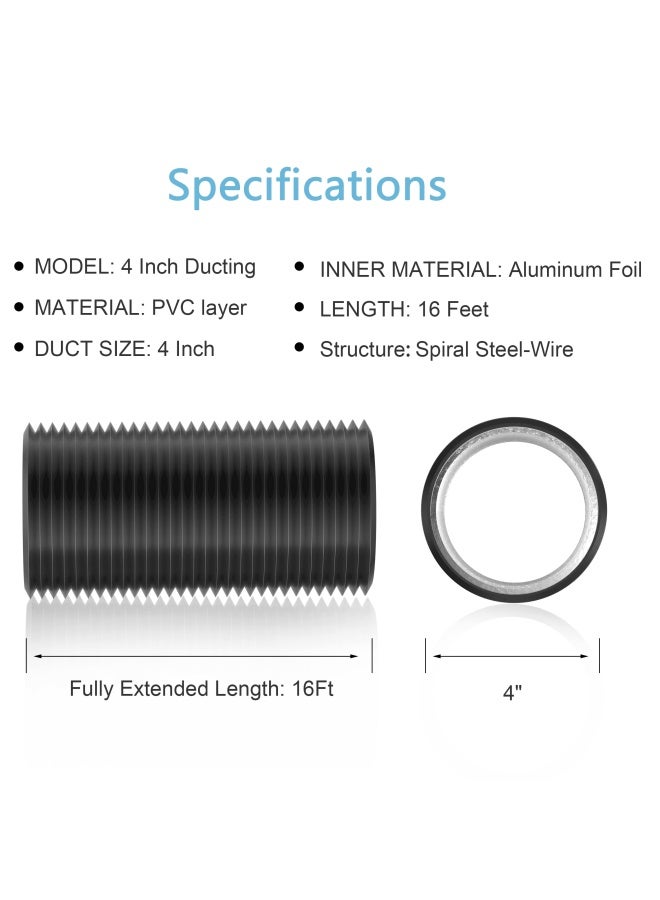 Dryer Vent Hose 4  Insulated Flexible Duct 16Ft With 2 Duct Clamps Heavy-Duty Three Layer Protection For Hvac Ventilation Duct Fan Systems  - Image 5