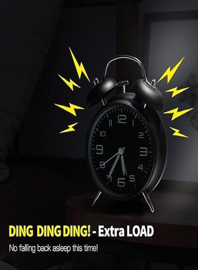 DRONTER Vintage Twin Bell Analog Display Table Alarm Clock with Night LED Light Heavy Slippers Extra Loud Alarm Clock Ideal for Student and Kids Bedroom - Image 4