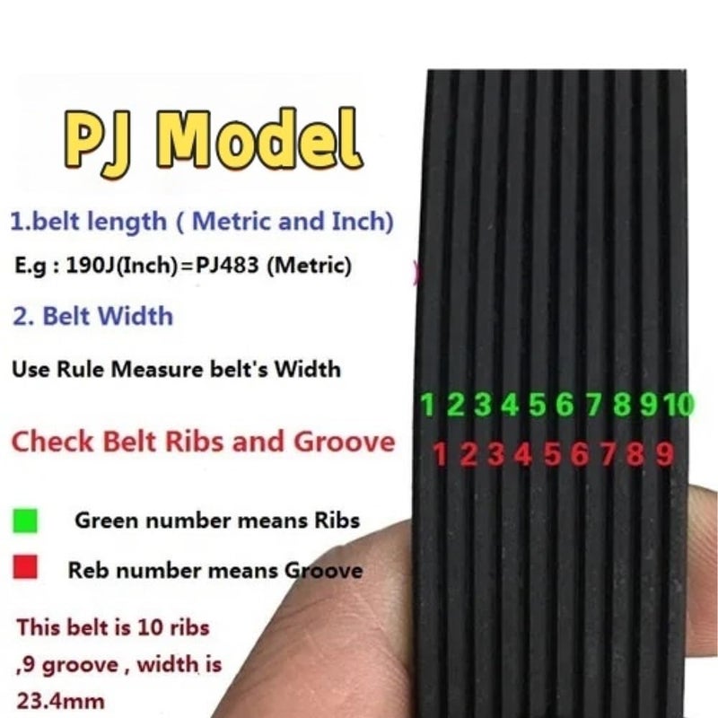 Treadmill Rubber Ribbed Conveyor Belt 15 Ribs Size 1435mmx15 Compatible with PJ1435 PJ1428 PJ1439 - Image 3