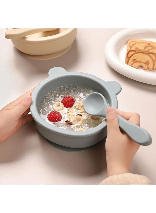 JZS Baby Bowls with Spoons, 2 Sets Silicone Suction Bowls BPA Free Leak-Proof Stay Put Food Bowl for Babies Kids Toddlers Dishwasher Microwave Safe - Image 5