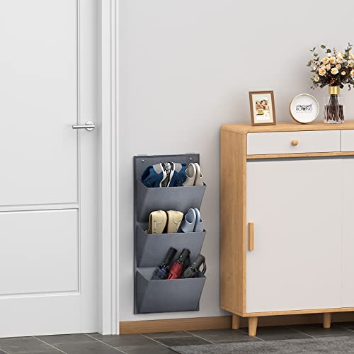 Yocice Wall Mounted Hanging Organizer 2Pack,Shoes Rack/Can Store 6Pairs of Plus-Size Sneakers,Also Stores Boots.with Sticky Hanging Mounts, Shoes Holder,Door Shoe Hangers (SM08-Gray-2) - Image 5