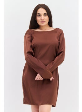 Lola May Women Solid Mini Dress, Brown  - Image 1
