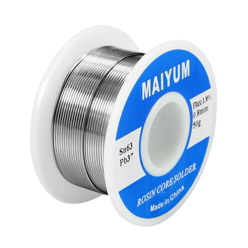 MAIYUM 63-37 Tin Lead Rosin Core Solder Wire for Electrical Soldering (0.8mm 50g) - Image 1