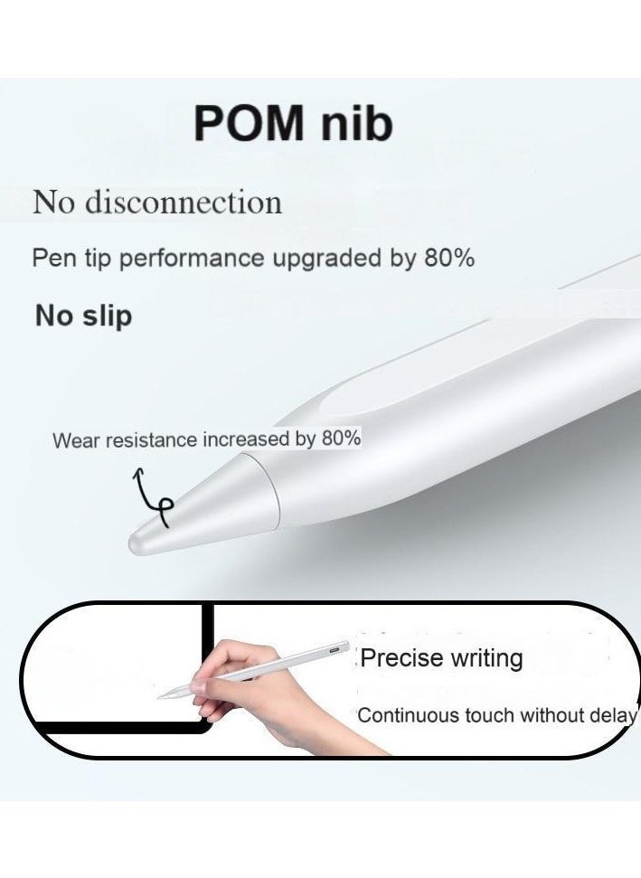 Stylus Pen for Apple iPad (2018 & Later), Palm Rejection, Magnetic Attachment, USB-C Rechargeable, Precise Writing/Drawing, Compatible with iPad Pro (11/12.9 Inch), iPad Air 3rd/4th Gen, iPad 6/7/8th Gen, iPad Mini 5th Gen, No Bluetooth Needed, with 3 Nib Tips + Charging Cable + Manual – White  - Image 4