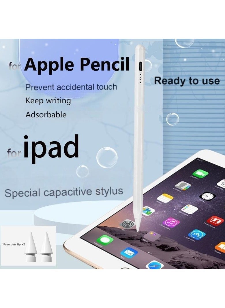 Stylus Pen for Apple iPad (2018 & Later), Palm Rejection, Magnetic Attachment, USB-C Rechargeable, Precise Writing/Drawing, Compatible with iPad Pro (11/12.9 Inch), iPad Air 3rd/4th Gen, iPad 6/7/8th Gen, iPad Mini 5th Gen, No Bluetooth Needed, with 3 Nib Tips + Charging Cable + Manual – White  - Image 5