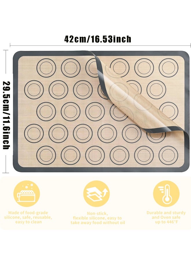 عبوتان من بساط الخبز مع دوائر - بطانات صينية بسكويت الماكرون المصنوعة من السيليكون، بساطات سيليكون غير لاصقة وخالية من مادة BPA وقابلة لإعادة الاستخدام لصواني نصف الورقة - Image 2