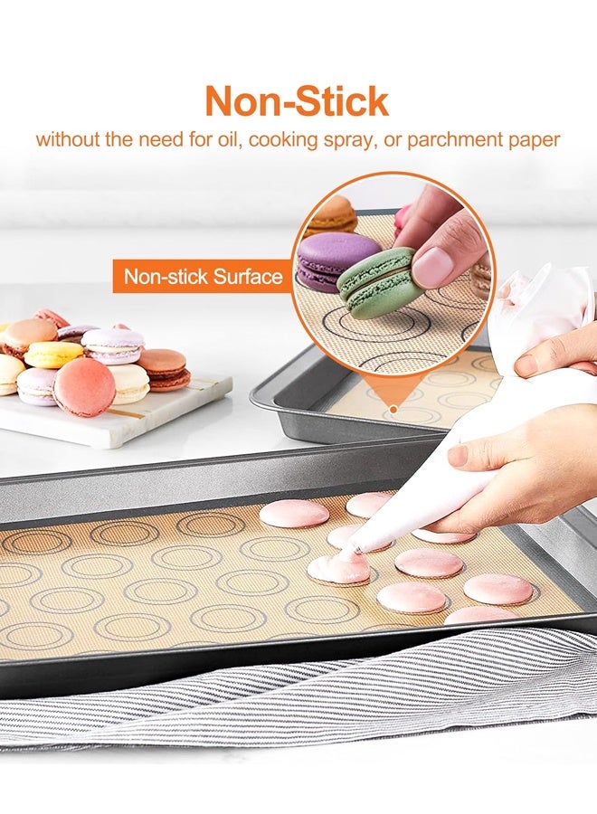 عبوتان من بساط الخبز مع دوائر - بطانات صينية بسكويت الماكرون المصنوعة من السيليكون، بساطات سيليكون غير لاصقة وخالية من مادة BPA وقابلة لإعادة الاستخدام لصواني نصف الورقة - Image 3