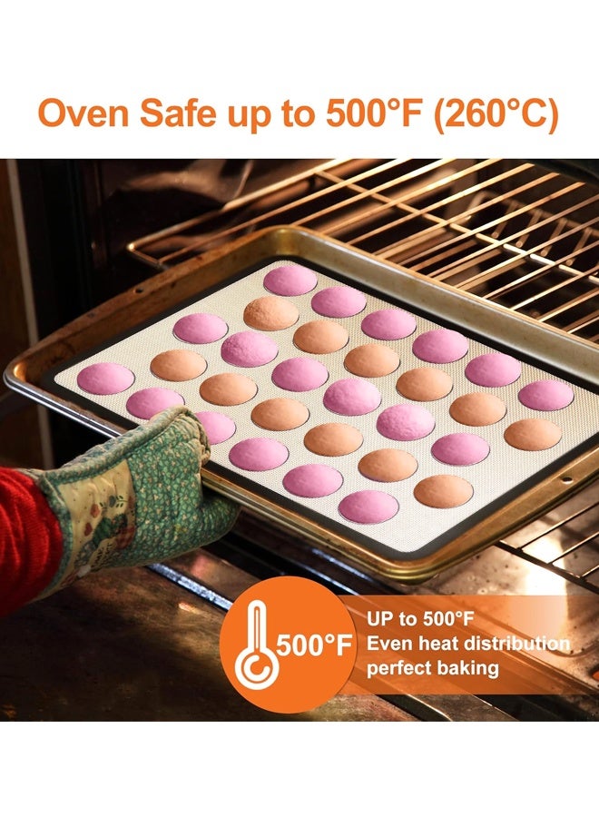 عبوتان من بساط الخبز مع دوائر - بطانات صينية بسكويت الماكرون المصنوعة من السيليكون، بساطات سيليكون غير لاصقة وخالية من مادة BPA وقابلة لإعادة الاستخدام لصواني نصف الورقة - Image 4