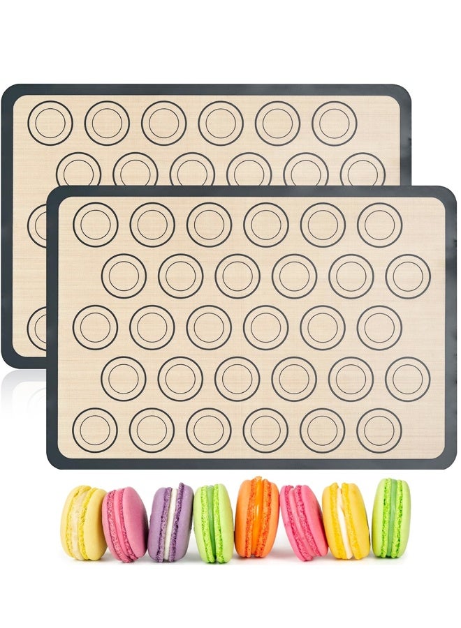 عبوتان من بساط الخبز مع دوائر - بطانات صينية بسكويت الماكرون المصنوعة من السيليكون، بساطات سيليكون غير لاصقة وخالية من مادة BPA وقابلة لإعادة الاستخدام لصواني نصف الورقة - Image 1