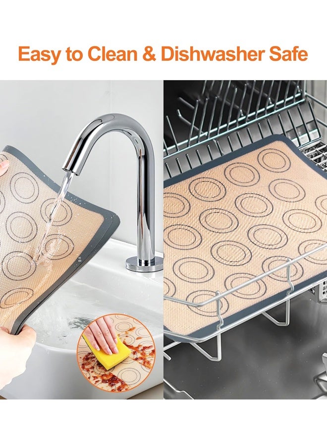 عبوتان من بساط الخبز مع دوائر - بطانات صينية بسكويت الماكرون المصنوعة من السيليكون، بساطات سيليكون غير لاصقة وخالية من مادة BPA وقابلة لإعادة الاستخدام لصواني نصف الورقة - Image 5