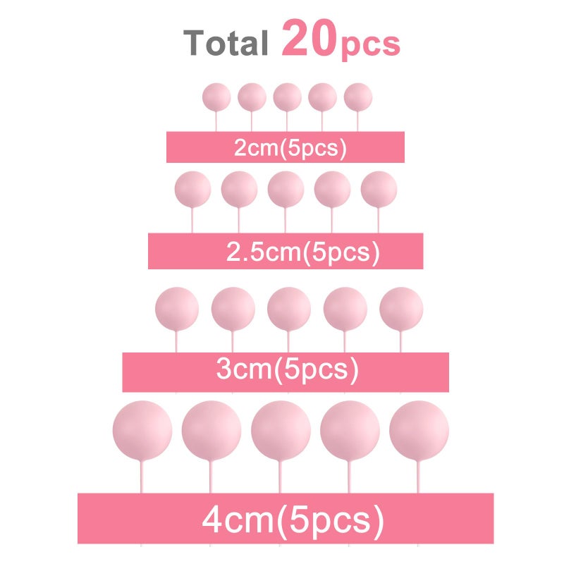 ASTARON زينة كعكة كرات ASTARON 20 قطعة بالونات صغيرة عصا زينة كعكة كرات وردية فاتحة زينة كعكة الزفاف عيد الميلاد - Image 2