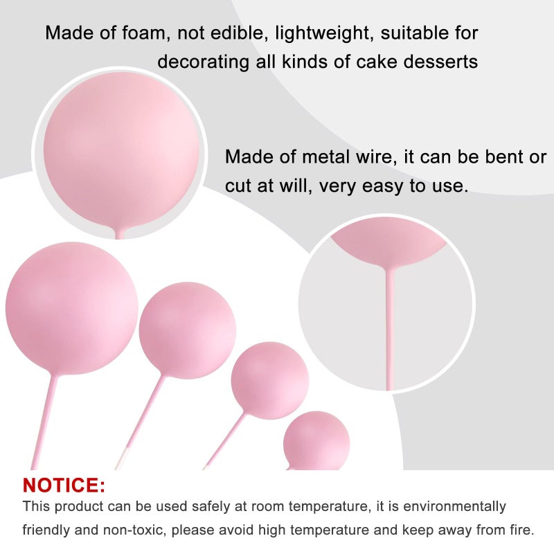 ASTARON زينة كعكة كرات ASTARON 20 قطعة بالونات صغيرة عصا زينة كعكة كرات وردية فاتحة زينة كعكة الزفاف عيد الميلاد - Image 3