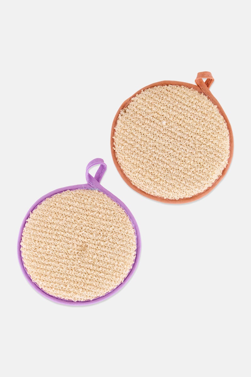 Olivia Rose 2 Pieces Textured Body Sponge, Cream - Image 3