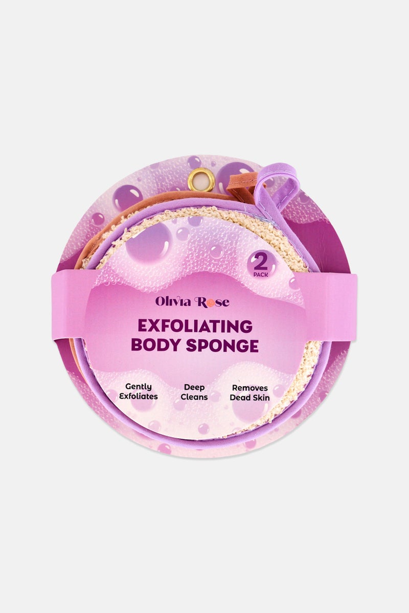 Olivia Rose 2 Pieces Textured Body Sponge, Cream - Image 1