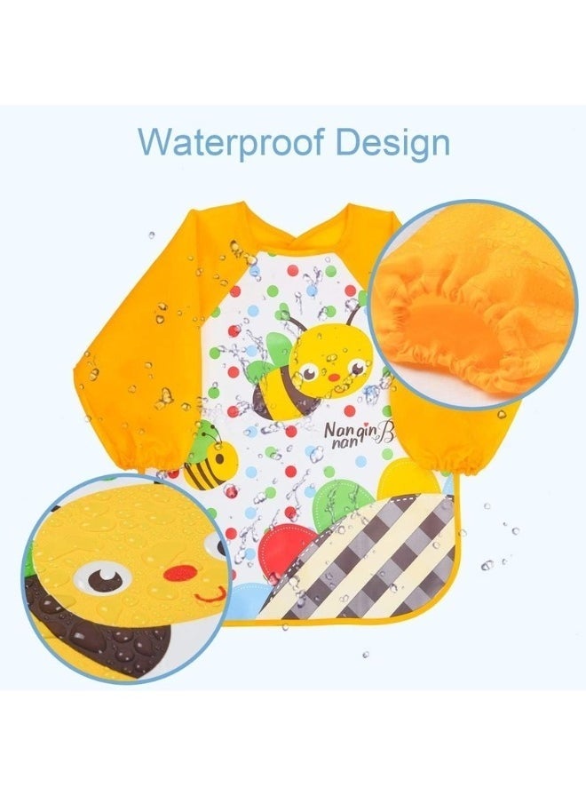 Generic 2pcs EVA Material Sleeve Bib Baby Bib Waterproof Long Sleeve Bib Unisex Feeding Bib Cute Lovely Cartoon Bib for Infant 6 Months to 3 Years Multi Color  - Image 2