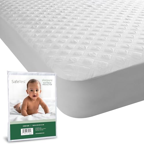 SafeRest Sleepure Waterproof Mattress Protector Crib Size Viscose Derived from Bamboo Fitted with Stretchable Pockets Machine Washable Cotton Crib Mattress Cover for Bed - Image 1