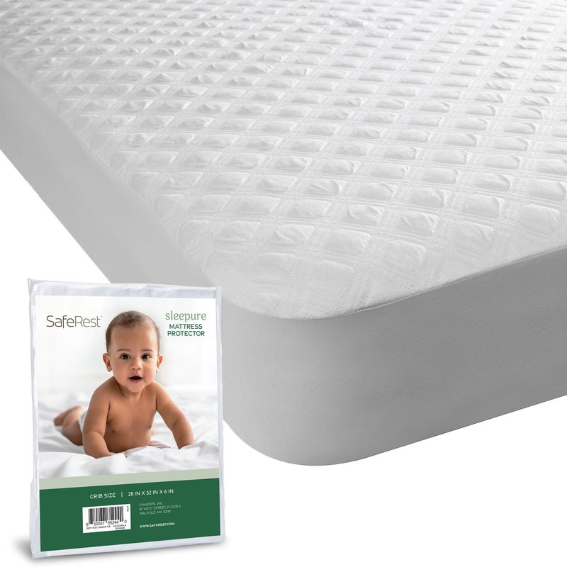 SafeRest Sleepure Waterproof Mattress Protector Crib Size Viscose Derived from Bamboo Fitted with Stretchable Pockets Machine Washable Cotton Crib Mattress Cover for Bed - Image 2