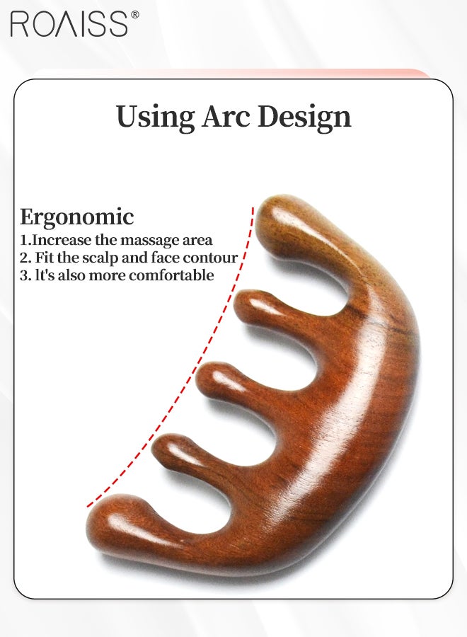 roaiss 2Pcs Golden Silk Green Sandalwood Wide Tooth Hair Comb Five-Claw Head Massager and Big Detangling Massage Comb Set Head Scalp Massage for Men and Women - Image 3