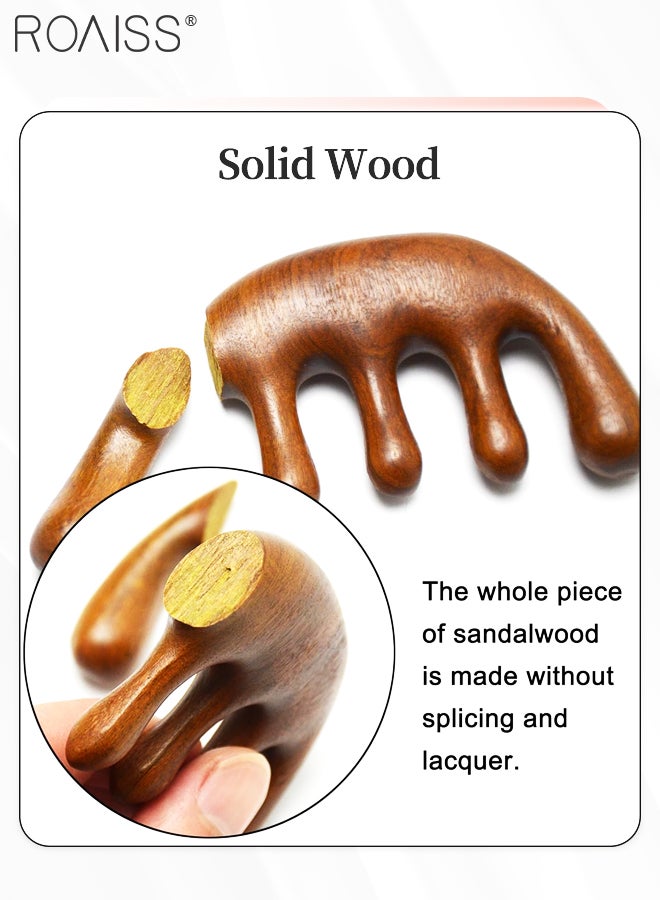 roaiss 2Pcs Golden Silk Green Sandalwood Wide Tooth Hair Comb Five-Claw Head Massager and Big Detangling Massage Comb Set Head Scalp Massage for Men and Women - Image 4
