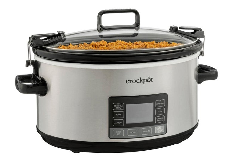 Crock-Pot 7-Quart Slow Cooker, Portable Programmable with Timer, Locking Lid, Stainless Steel; an Essential Kitchen Appliance, Perfect for Families and Gatherings - Image 1