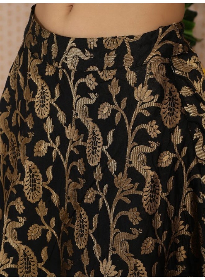 أيه كيه إس ليجها تشولي مطرزة بالزري باللونين الأسود والذهبي مع دوباتا - Image 3