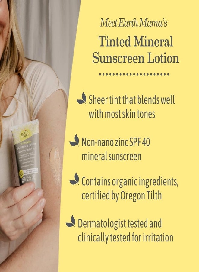 Earth Mama Tinted Mineral Sunscreen Lotion SPF 40, Contains Organic Argan and Red Raspberry Seed Oil, 3-Ounces - Image 2
