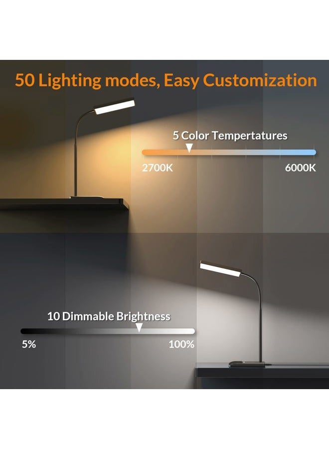 LEPOWER Desk Lamp, 800LM LED for Home Office, 12W Reading for Desk, Eye-Caring Light, Touch Table Gooseneck Lamp, 50 Lighting Modes, Bright for Bedroom, Study (Black) - Image 5