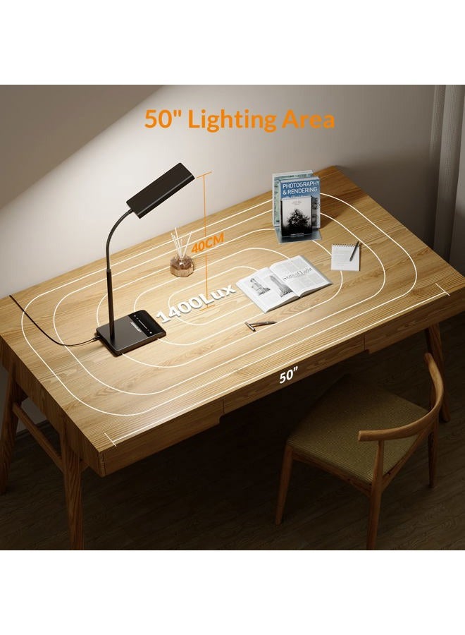 LEPOWER Desk Lamp, 800LM LED for Home Office, 12W Reading for Desk, Eye-Caring Light, Touch Table Gooseneck Lamp, 50 Lighting Modes, Bright for Bedroom, Study (Black) - Image 4