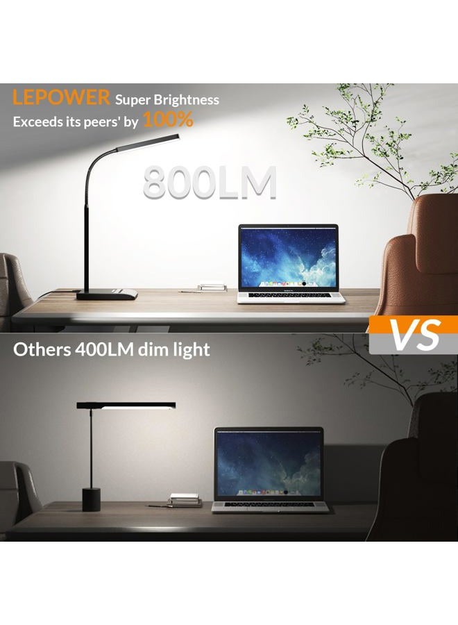 LEPOWER Desk Lamp, 800LM LED for Home Office, 12W Reading for Desk, Eye-Caring Light, Touch Table Gooseneck Lamp, 50 Lighting Modes, Bright for Bedroom, Study (Black) - Image 3