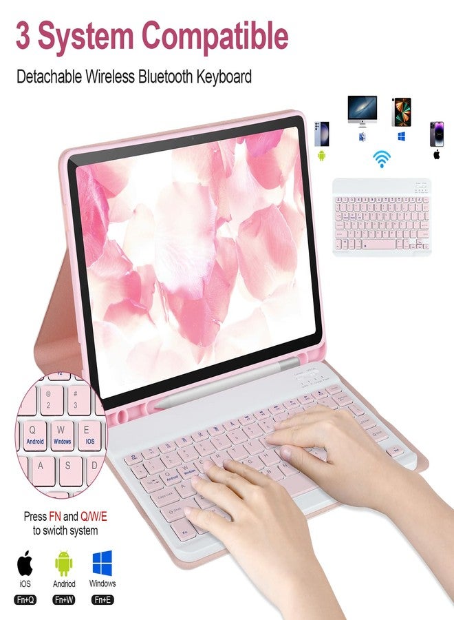 APHBZGE Keyboard Case for Samsung Galaxy Tab A9 Plus/A9+ 5G 11 Inch 2023 Model (SM-X210/X216/X218), Cover with Keyboard Magnetically with Detachable Wireless Bluetooth Keyboard, Pink - Image 3