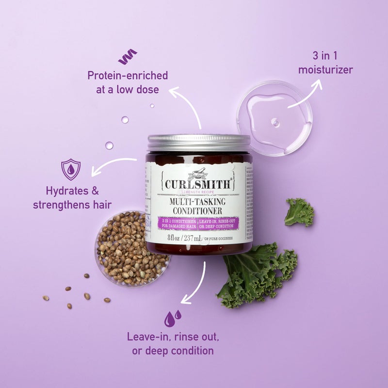 CURLSMITH Multi-Tasking 3-in-1 Conditioner, Use as a Protein-Rich Rinse-Out Conditioner or Leave-In Conditioner or Deep Conditioner, For All Curl Types, Vegan & Cruelty Free (2 oz) - Image 4