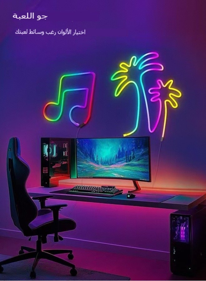 Alinfu Neon Led Strip Lights, RGB Led Rope Lights for Bedroom, Living Room, Gaming, Party Decoration, Flexible DIY Design,5V Outdoor IP65 Waterproof Neon Lights with Remote App Control 5m - Image 5