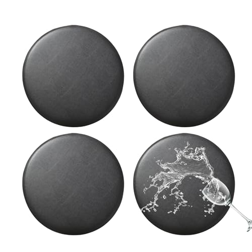 FUANGUI Bar Stool Covers Round Set of 4 Waterproof PU Bar Stool Seat Covers with Elastic Bands Bar Stool Chair Covers Washable Stool Cushion Slipcover for 1215 Inch Black - Image 1