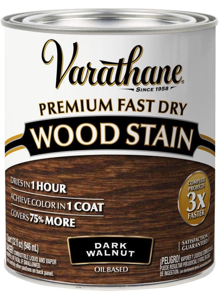 RUST-OLEUM Varathane 1 Qt Premium Fast Dry Wood Stain Brown- Dark Walnut -262006 - Image 1