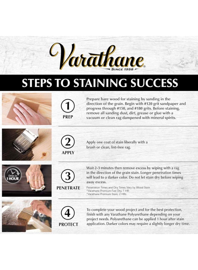 RUST-OLEUM Varathane 1 Qt Premium Fast Dry Wood Stain Brown- Dark Walnut -262006 - Image 5