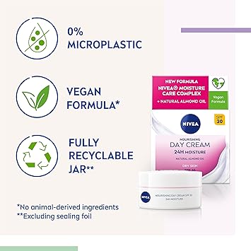 Nivea كريم نيفيا المرطب اليومي المغذي 24 ساعة SPF30 50 مل مرطب للوجه مع عامل حماية من الشمس 30 كريم يومي للوجه للبشرة الجافة أساسي للعناية بالبشرة - Image 5
