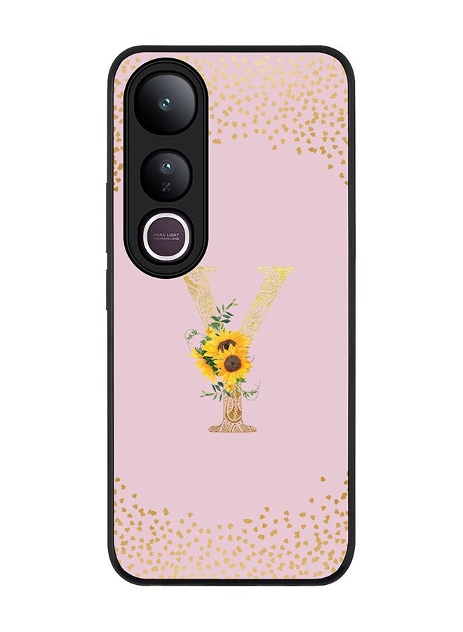 Stylizedd For vivo V50 Lite Case,Slim fit Camera Protection, Shockproof Thin Phone cover  - Custom Floral Monogram - Y  (Pink )