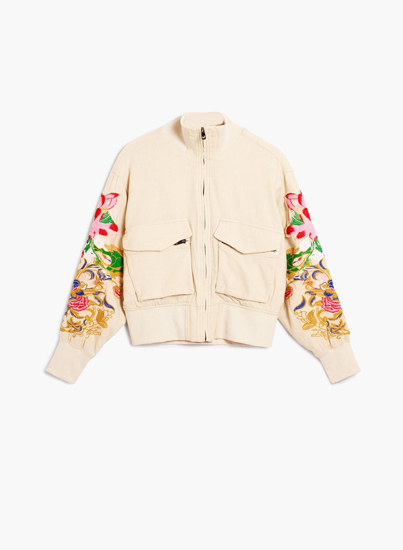 DESIGUAL Jacket With Chest Pockets, Flower Patch-Style Appliqués - Image 5