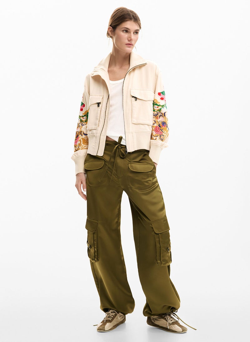 DESIGUAL Jacket With Chest Pockets, Flower Patch-Style Appliqués - Image 2
