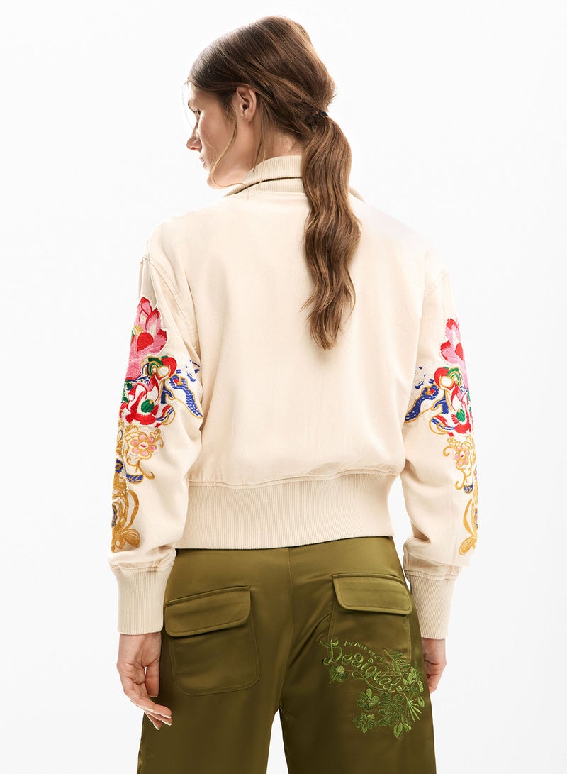 DESIGUAL Jacket With Chest Pockets, Flower Patch-Style Appliqués - Image 4