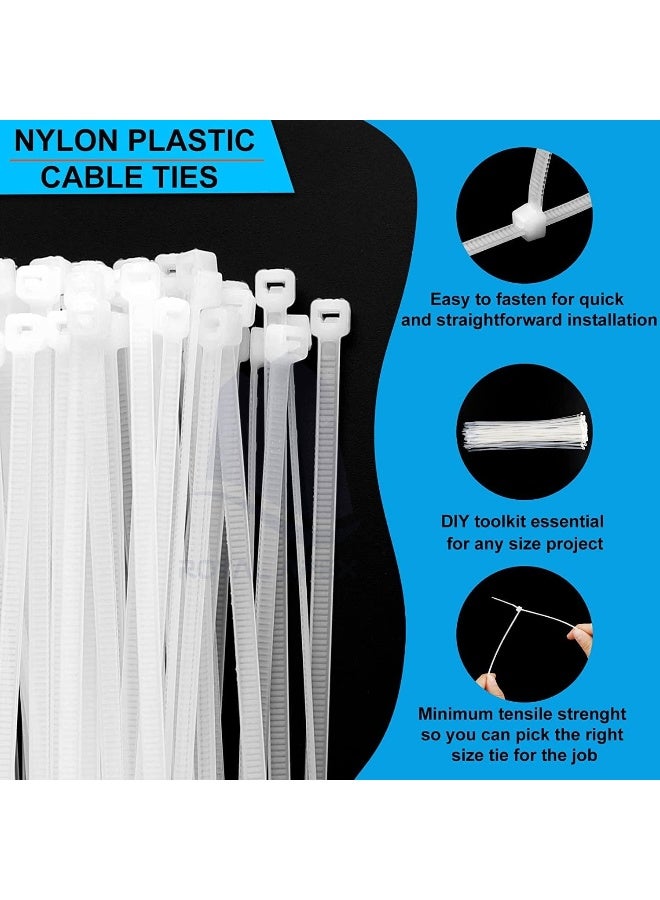 Royal Apex Royal Apex 100Pcs Cable Ties Nylon Zip Ties Wraps - Cable Self-Locking Multi-Purpose Ties for Home, Office, Garden, Workshop, Industrial etc (200x2.5mm, White)  - Image 3