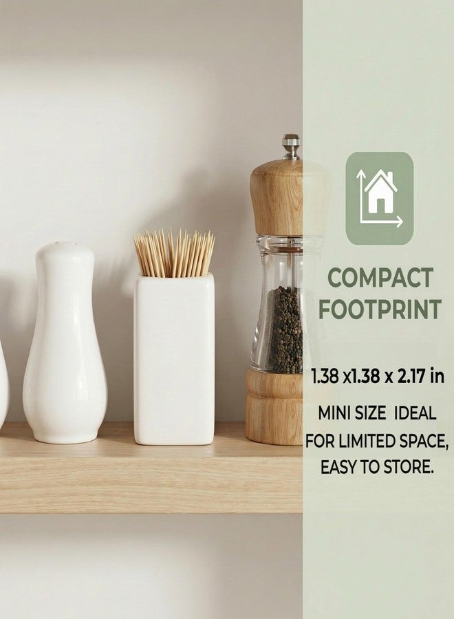 KGCGJVB Toothpick Holder White Ceramic Decorative Tooth Pick Mini Dispenser Container for Toothpicks Easy to Clean Simple Elegant Design for Home Kitchen Dining Party - Image 5
