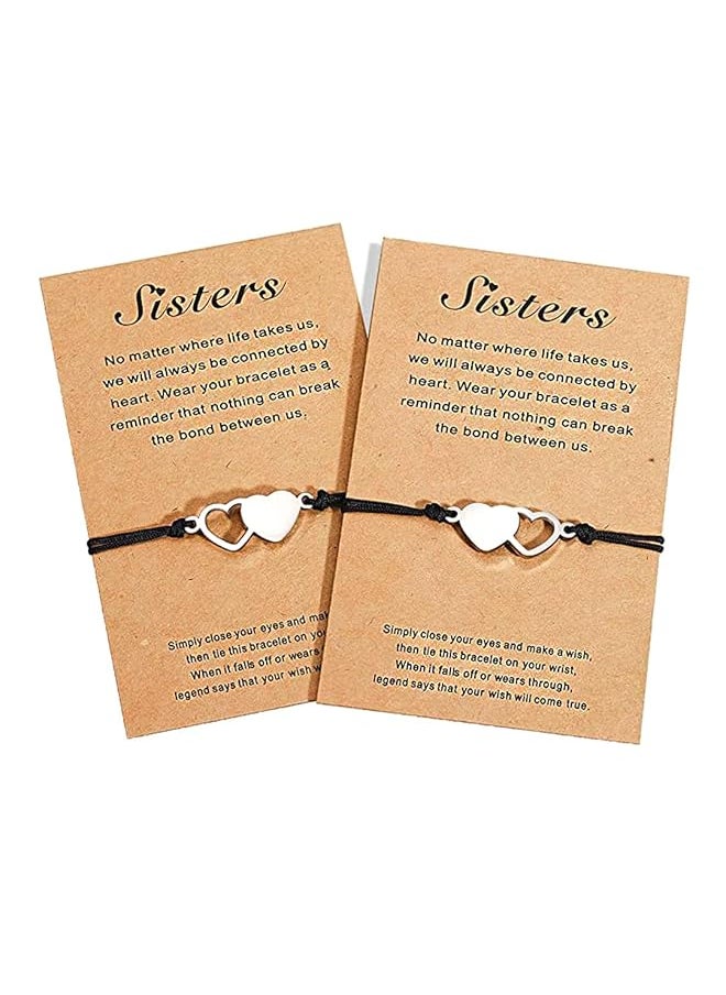 YELLOW CHIMES - Heart Shaped Sister Bracelets 2 Piece Combo Set For Women - Image 1
