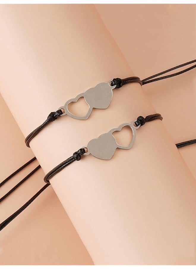 YELLOW CHIMES - Heart Shaped Sister Bracelets 2 Piece Combo Set For Women - Image 1
