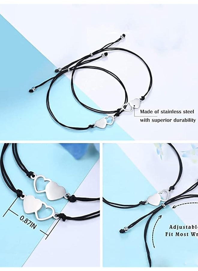 YELLOW CHIMES - Heart Shaped Sister Bracelets 2 Piece Combo Set For Women - Image 1