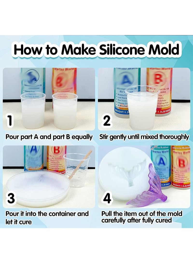 Aikanbo Silicone Mold Making Kit Liquid Silicone Rubber，200ml，Mold Making Silicone，1:1 Mix，Defoaming，For Casting Silicone，Soap，Candle，Food Molds - Image 4