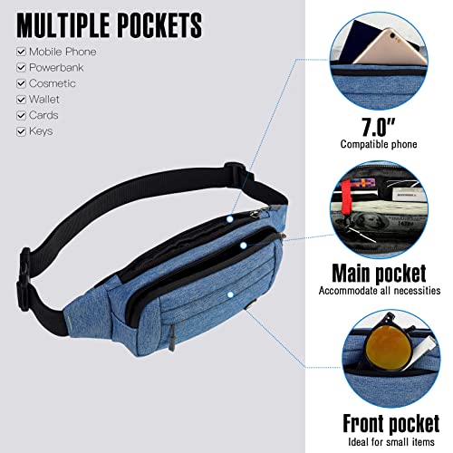 WATERFLY Fanny Pack Waist Bag: Small Hip Pouch Bum Bag Fannie Pack Phanny Fannypack Waistpack Bumbag Beltbag Sport Slim Fashionable for Jogging Hiking Hiker Woman Man - Image 2