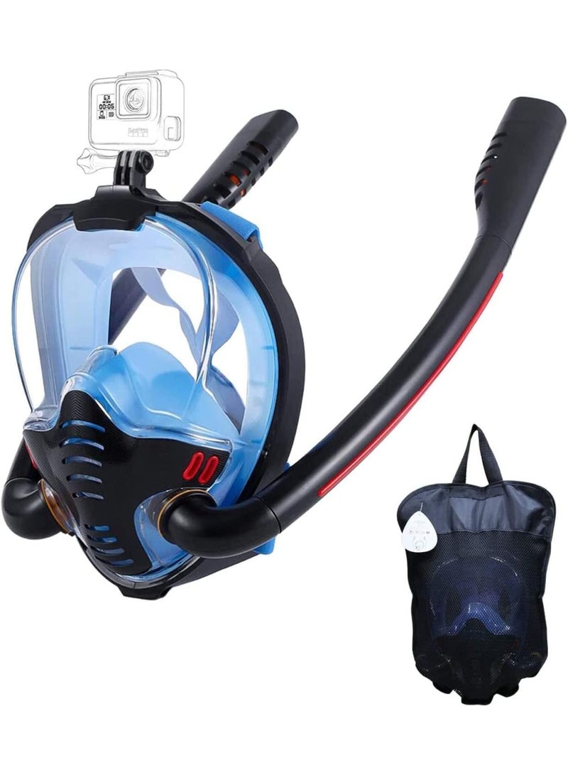 كيلا قناع غطس كامل الوجه، قناع غطس بانورامي بزاوية 180 درجة مع حامل للكاميرا، معدات غطس مضادة للضباب للبالغين والأطفال، قناع غطس بنظام تنفس جاف مزدوج الأنبوب، مقاس صغير - Image 1