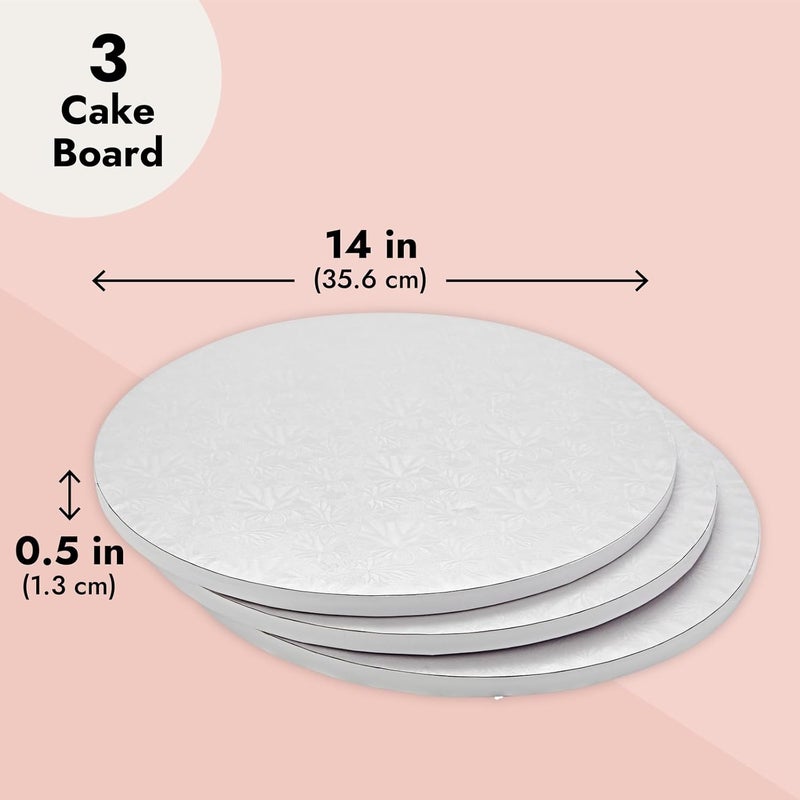 Juvale 14-Inch Round Cake Drums - Sturdy Base Support & 14-Inch Cake Boards - Disposable Cleanup & Baking Supplies - Pack of 3, 14 in - Image 3