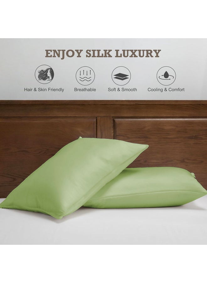 SIGNOOLA - Signoola Basics Lightweight Super Soft Easy Care Microfiber Zipper Pillow cases, Pack of 2 Piece, 50 x 70 cm,Sage color, Pillows Not Included. - Image 1